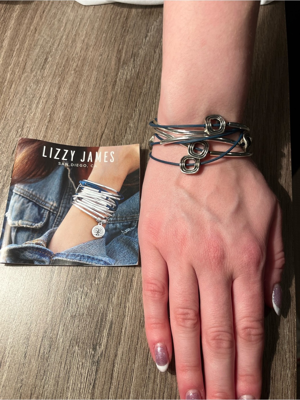 Lizzy James Blue and Silver Multi-Wrap Bracelet-Necklace